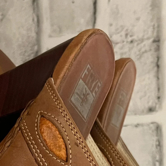 Women’s FRYE Phoenix studded brown clog mules leather western slip on boots Sz 6 - Picture 8 of 8